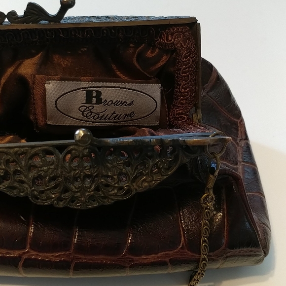 Browns Couture Leather Crossbody Clutch Purse - Picture 12 of 13
